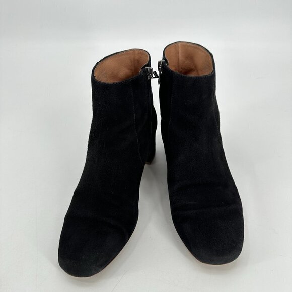 Madewell Black Suede Jada Chunky Block Heel Leather Boho Classic 7.5 Ankle Boot - Picture 2 of 9